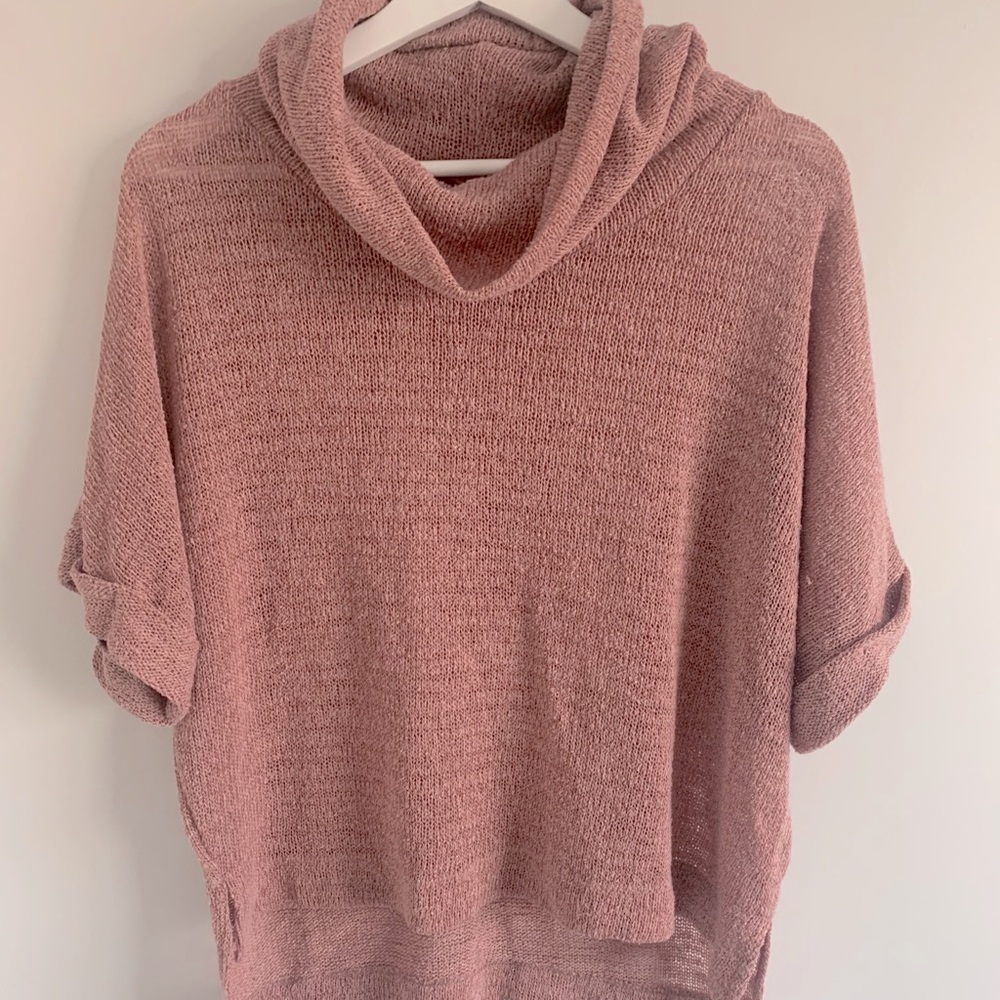 Cowl neck short sleeve knit top